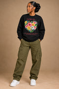 Floral Heart Sweatshirt - Black