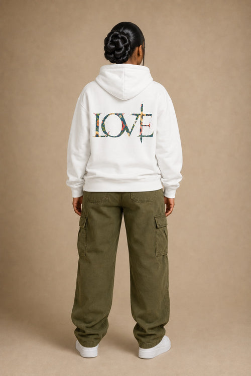 GOD IS LOVE Floral Hoodie - Sand